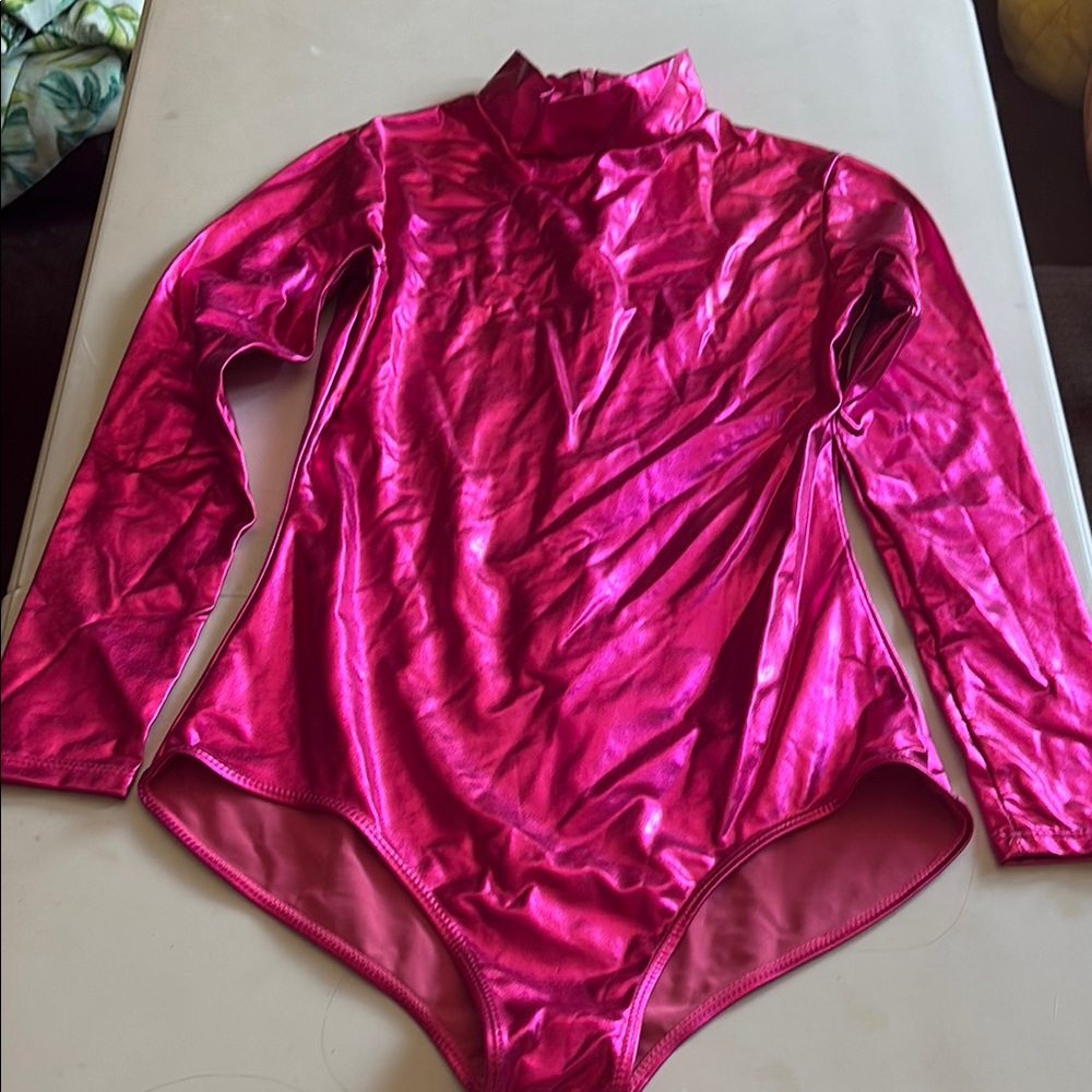 iHeartRaves Shiny Pink Bodysuit